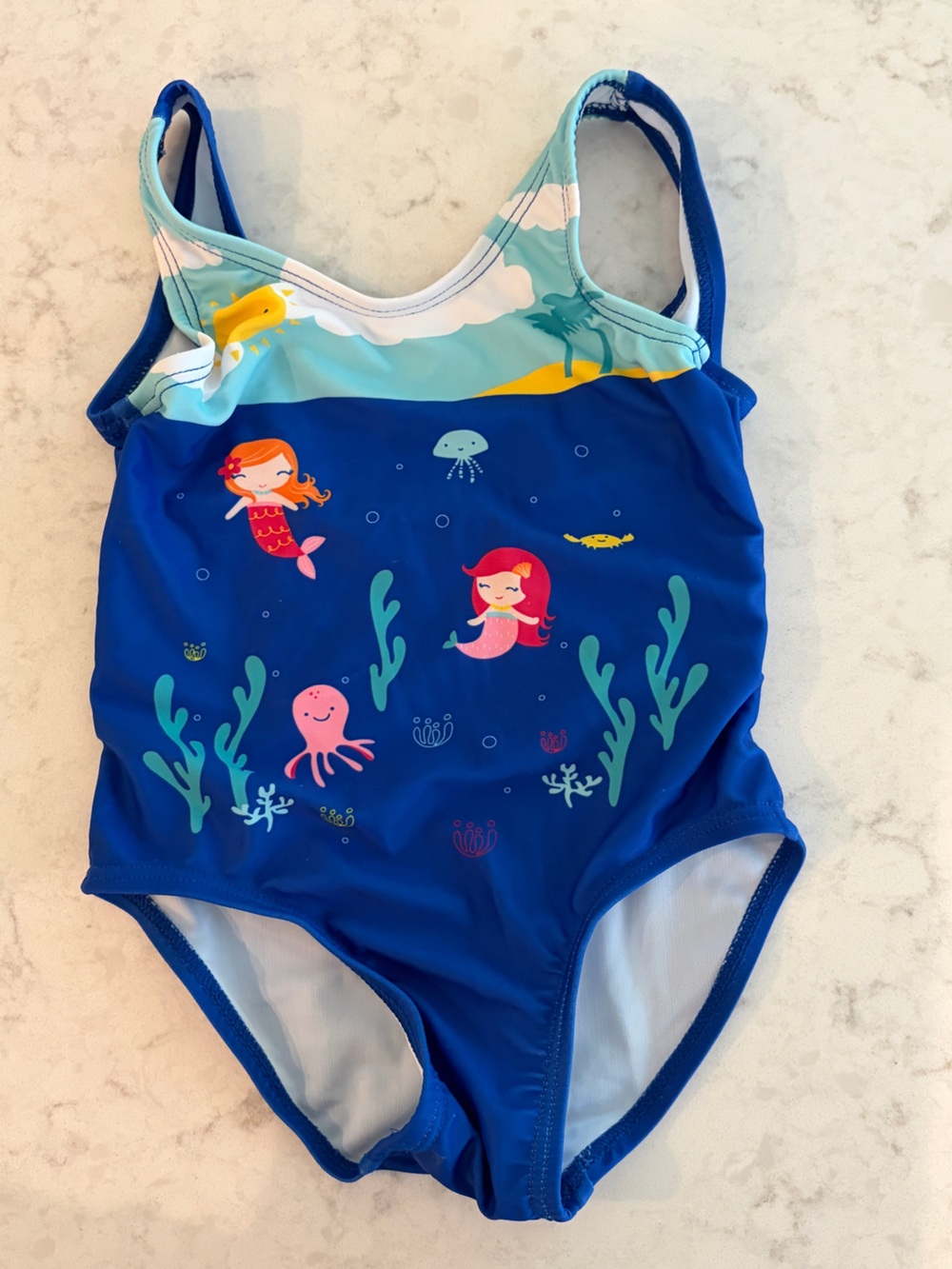 Koala Kids Blue Mermaid & Sea Life One-Piece Swimsuit